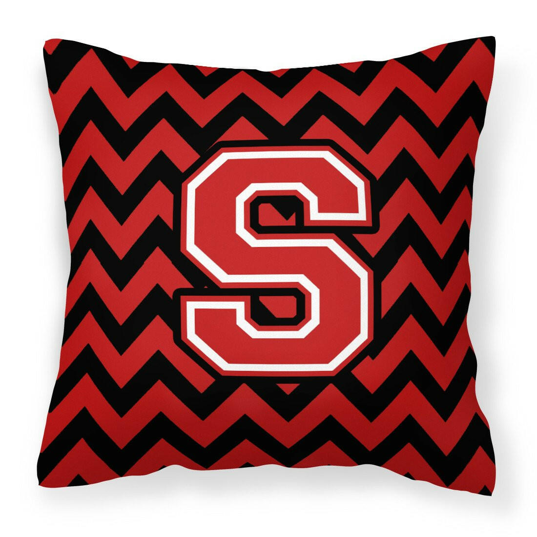 Letter S Chevron Black and Red   Fabric Decorative Pillow CJ1047-SPW1414 by Caroline&#39;s Treasures