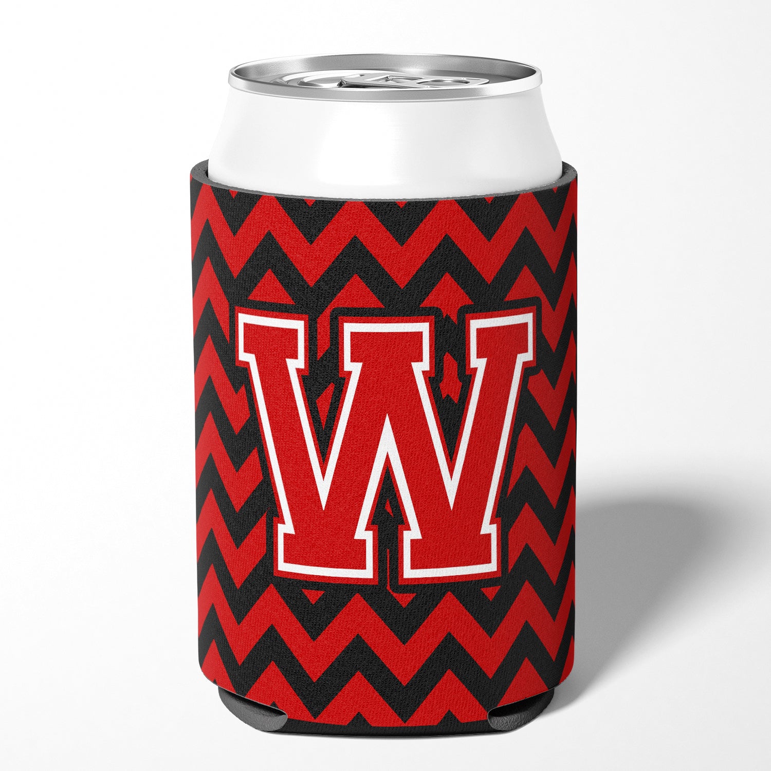Letter W Chevron Black and Red   Can or Bottle Hugger CJ1047-WCC.