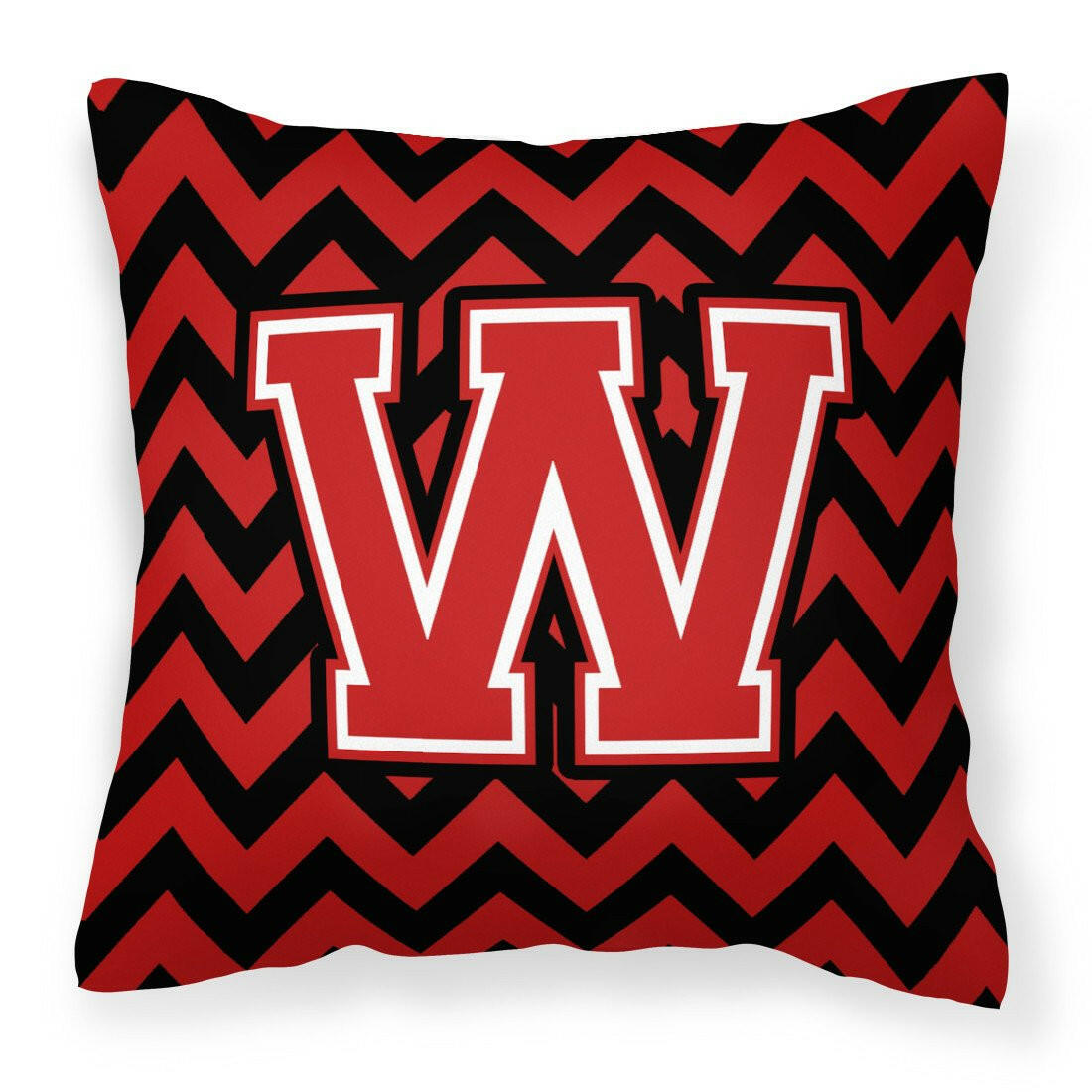 Letter W Chevron Black and Red   Fabric Decorative Pillow CJ1047-WPW1414 by Caroline&#39;s Treasures