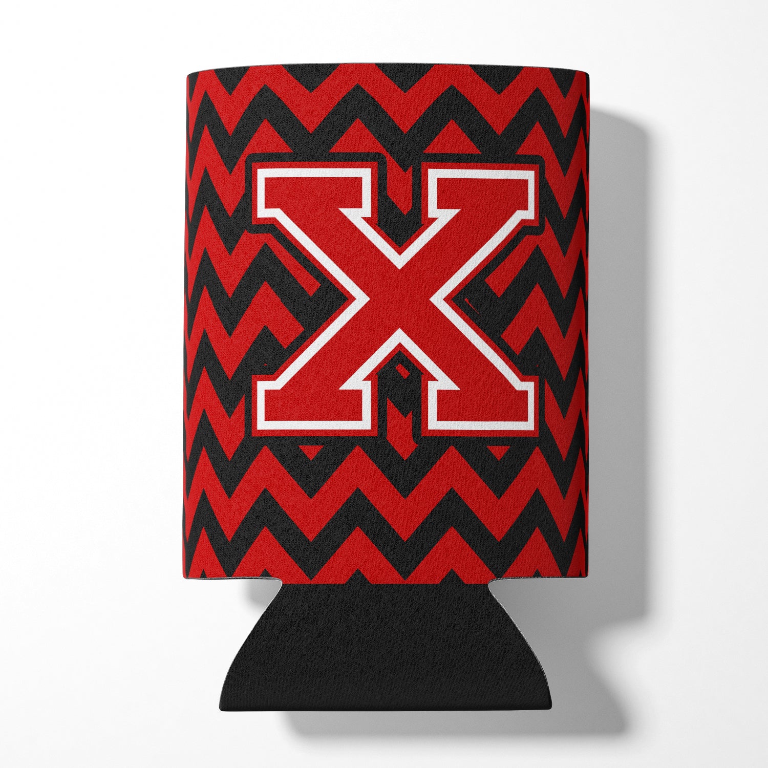 Letter X Chevron Black and Red   Can or Bottle Hugger CJ1047-XCC.