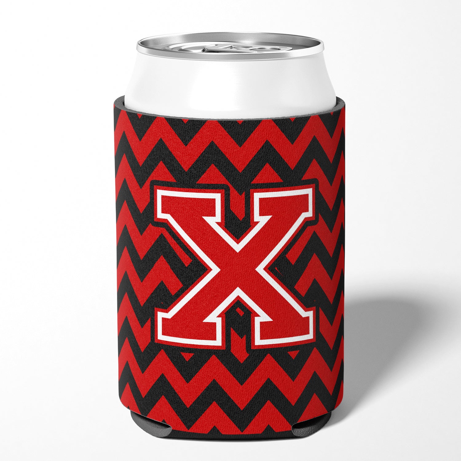 Letter X Chevron Black and Red   Can or Bottle Hugger CJ1047-XCC.