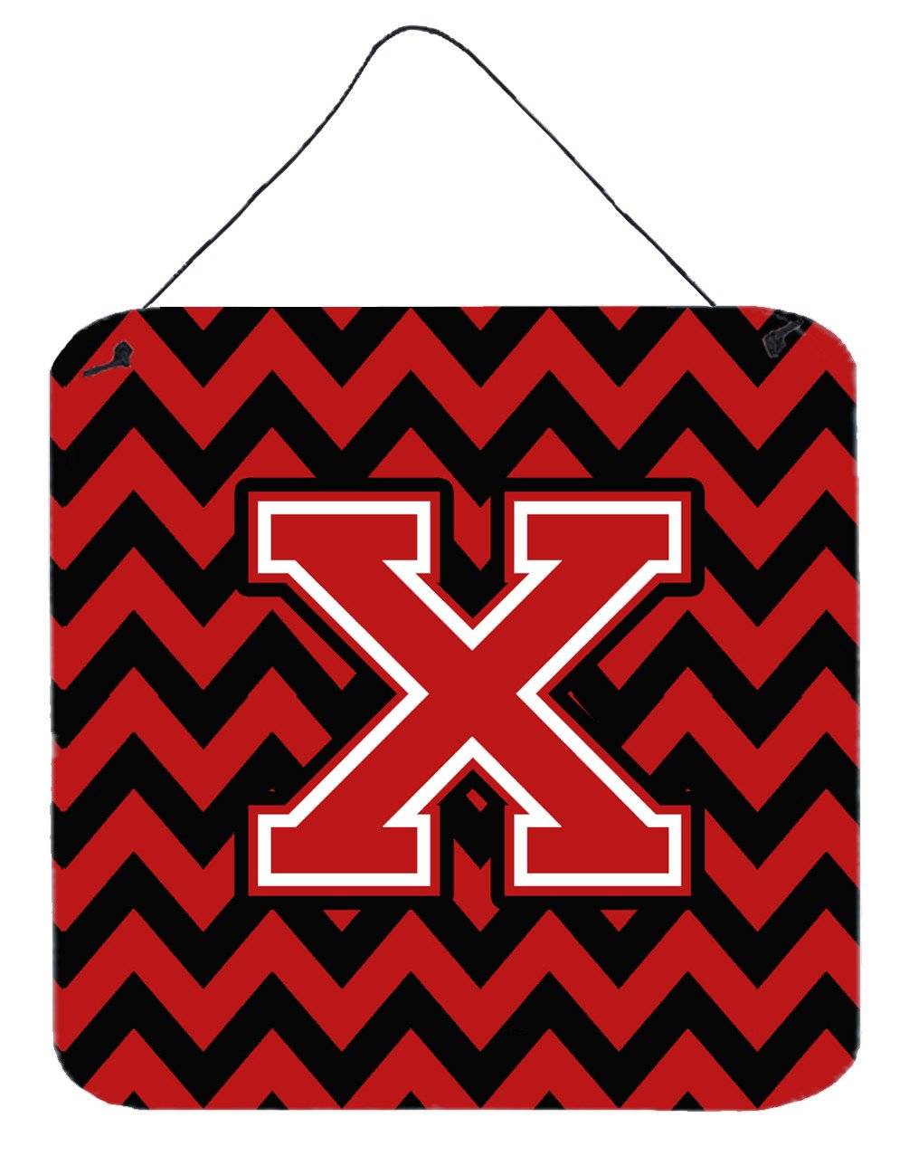 Letter X Chevron Black and Red   Wall or Door Hanging Prints CJ1047-XDS66 by Caroline's Treasures