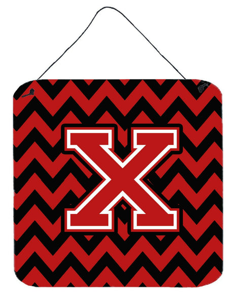 Letter X Chevron Black and Red   Wall or Door Hanging Prints CJ1047-XDS66 by Caroline's Treasures