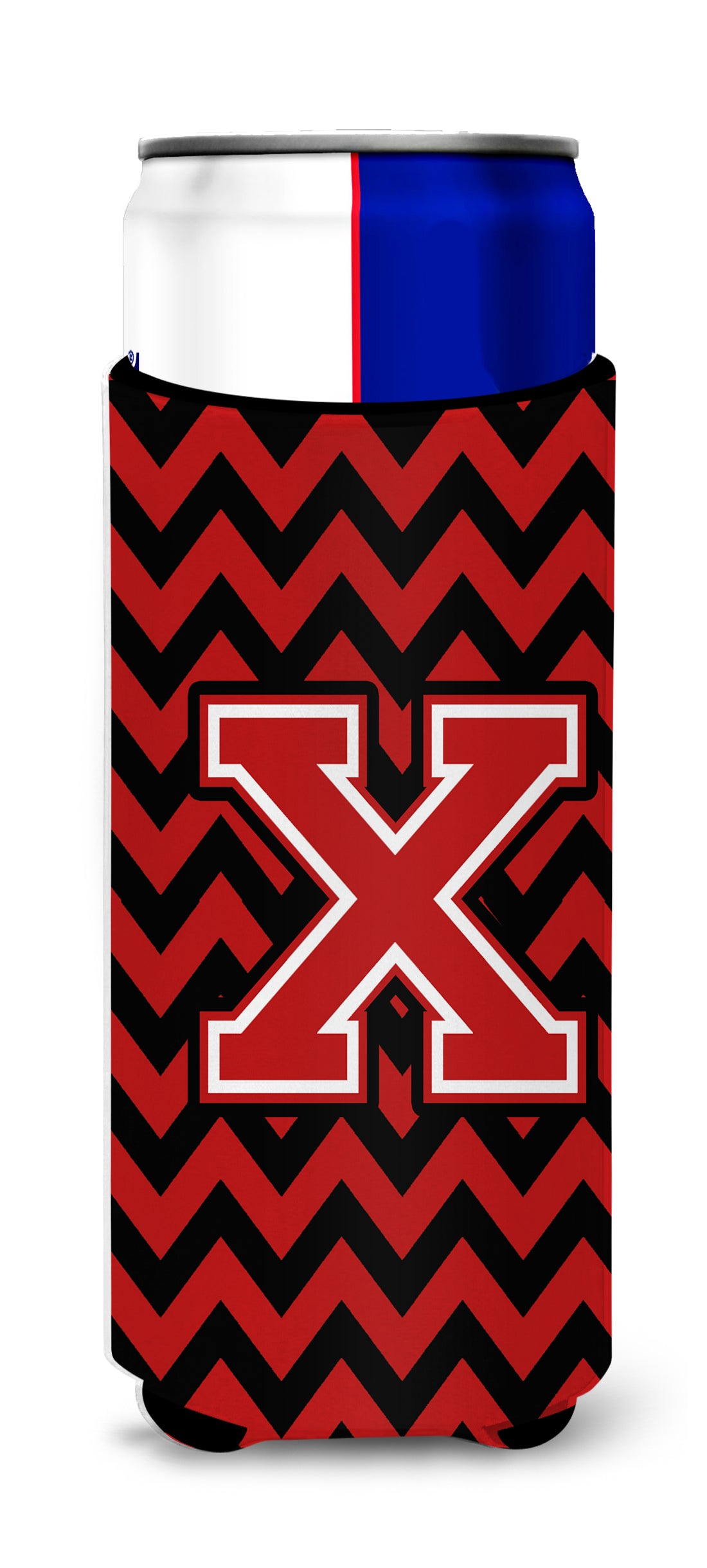 Letter X Chevron Black and Red   Ultra Beverage Insulators for slim cans CJ1047-XMUK