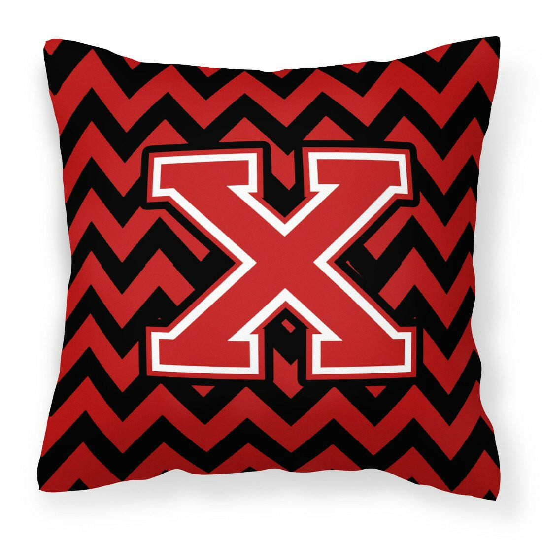 Letter X Chevron Black and Red   Fabric Decorative Pillow CJ1047-XPW1414 by Caroline&#39;s Treasures