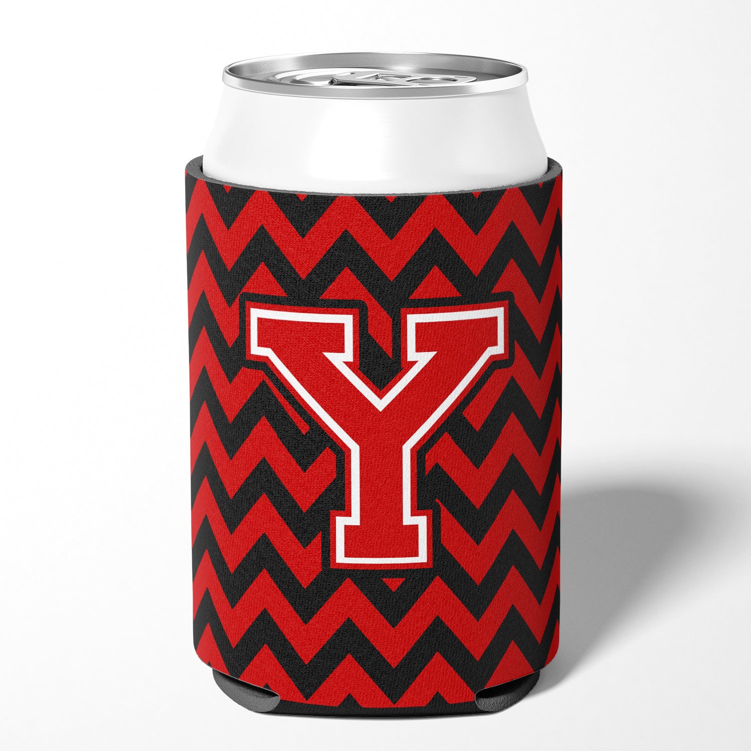 Letter Y Chevron Black and Red   Can or Bottle Hugger CJ1047-YCC