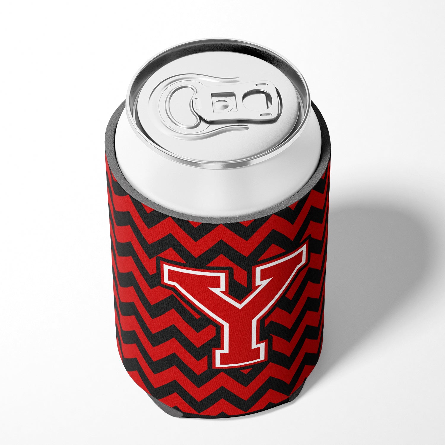 Letter Y Chevron Black and Red   Can or Bottle Hugger CJ1047-YCC.