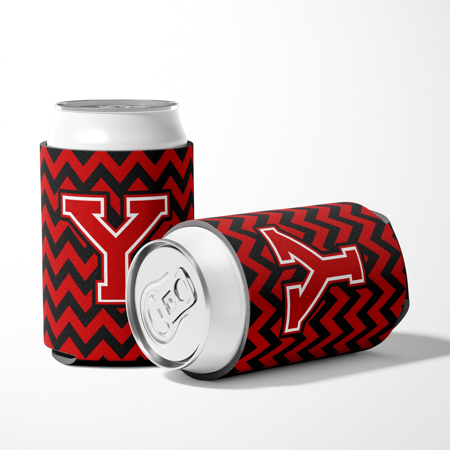 Letter Y Chevron Black and Red   Can or Bottle Hugger CJ1047-YCC.