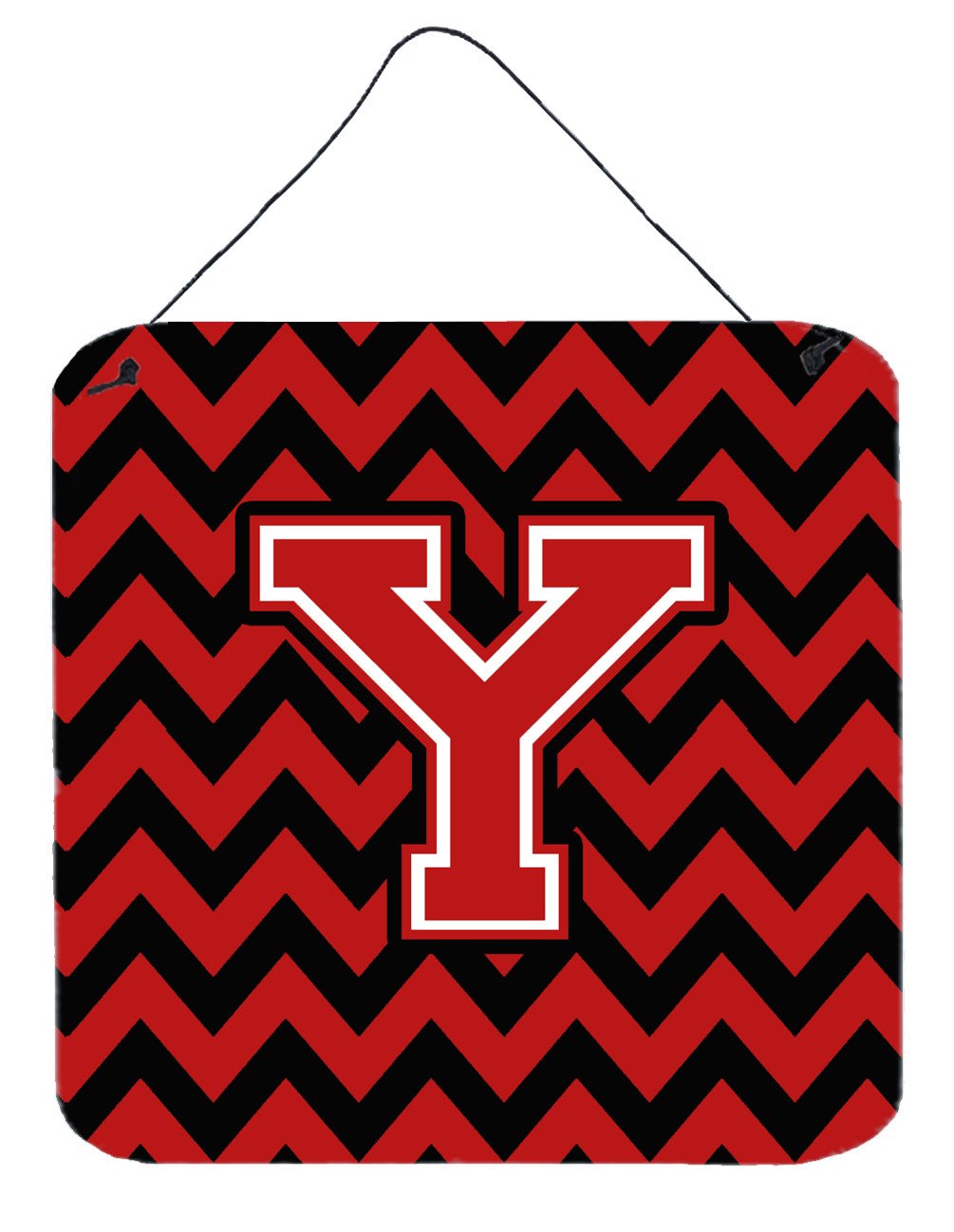 Letter Y Chevron Black and Red   Wall or Door Hanging Prints CJ1047-YDS66 by Caroline&#39;s Treasures