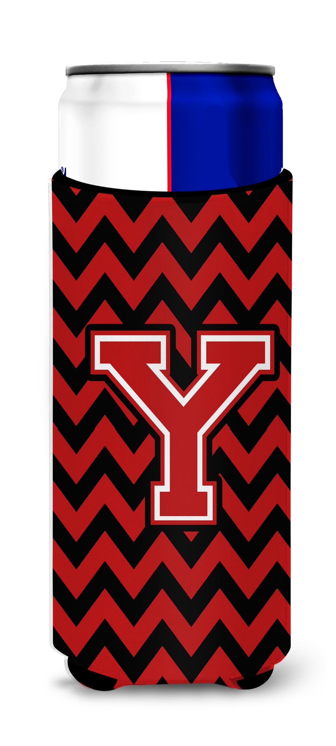 Letter Y Chevron Black and Red   Ultra Beverage Insulators for slim cans CJ1047-YMUK