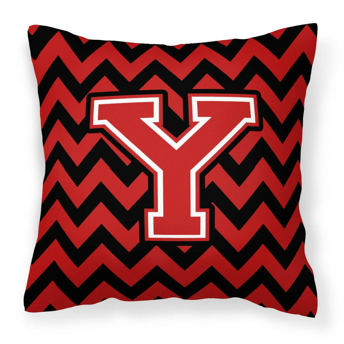 Letter Y Chevron Black and Red   Fabric Decorative Pillow CJ1047-YPW1414 by Caroline&#39;s Treasures
