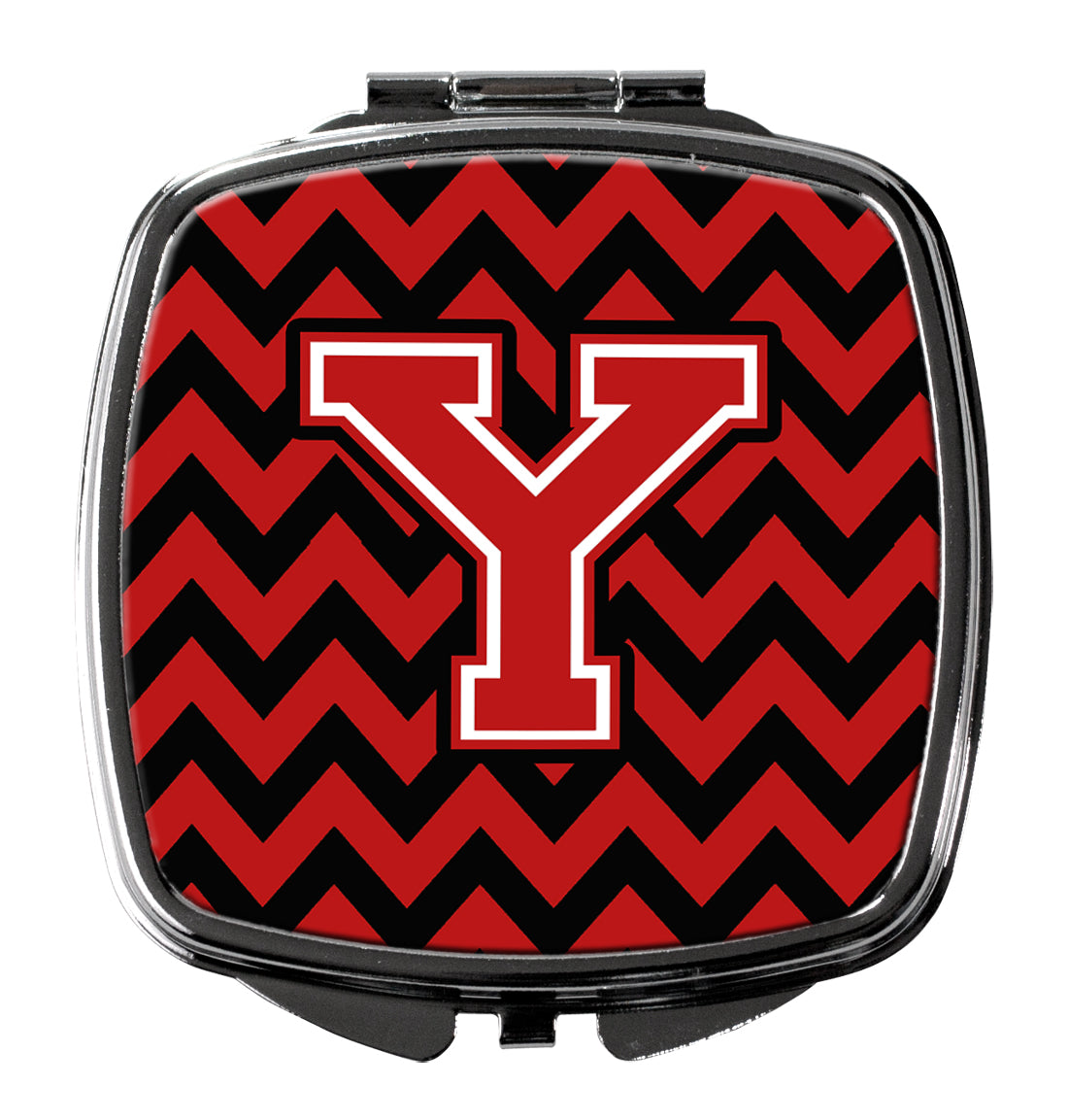 Letter Y Chevron Black and Red   Compact Mirror CJ1047-YSCM  the-store.com.