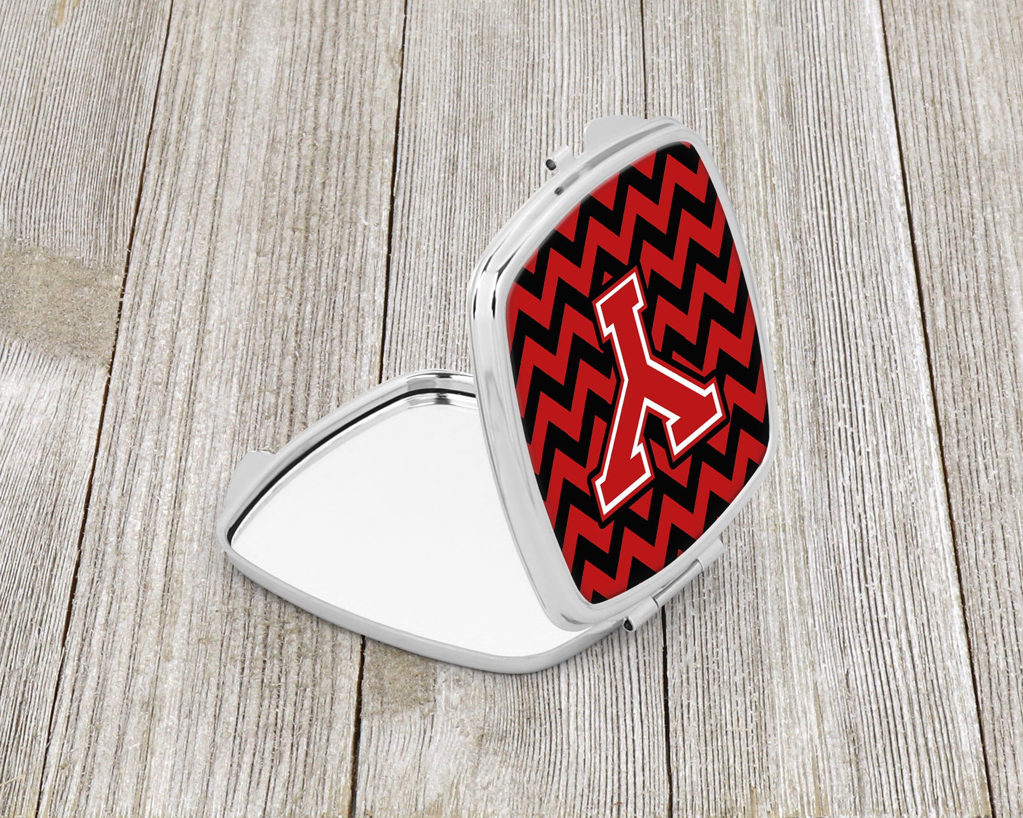 Letter Y Chevron Black and Red   Compact Mirror CJ1047-YSCM