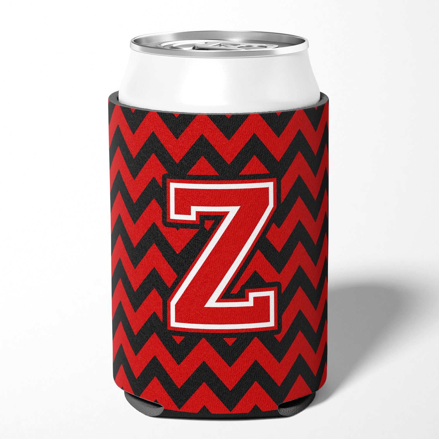 Letter Z Chevron Black and Red   Can or Bottle Hugger CJ1047-ZCC.