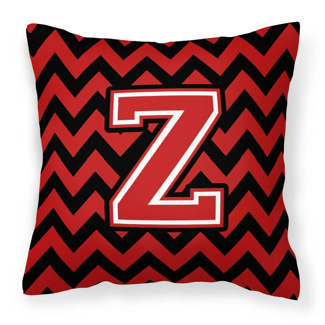 Letter Z Chevron Black and Red   Fabric Decorative Pillow CJ1047-ZPW1414 by Caroline&#39;s Treasures