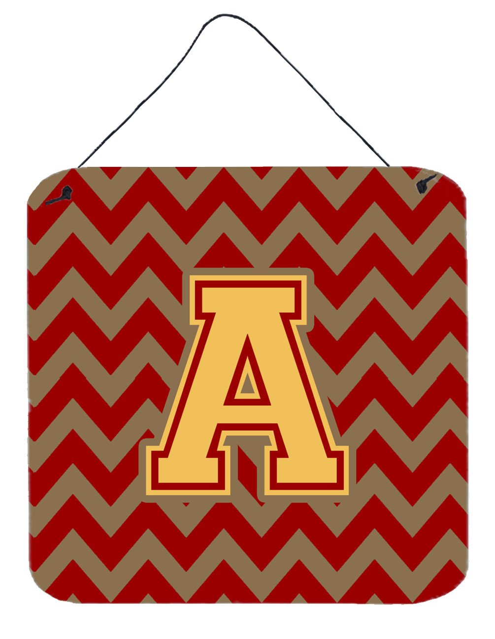 Letter A Chevron Garnet and Gold  Wall or Door Hanging Prints CJ1048-ADS66 by Caroline's Treasures