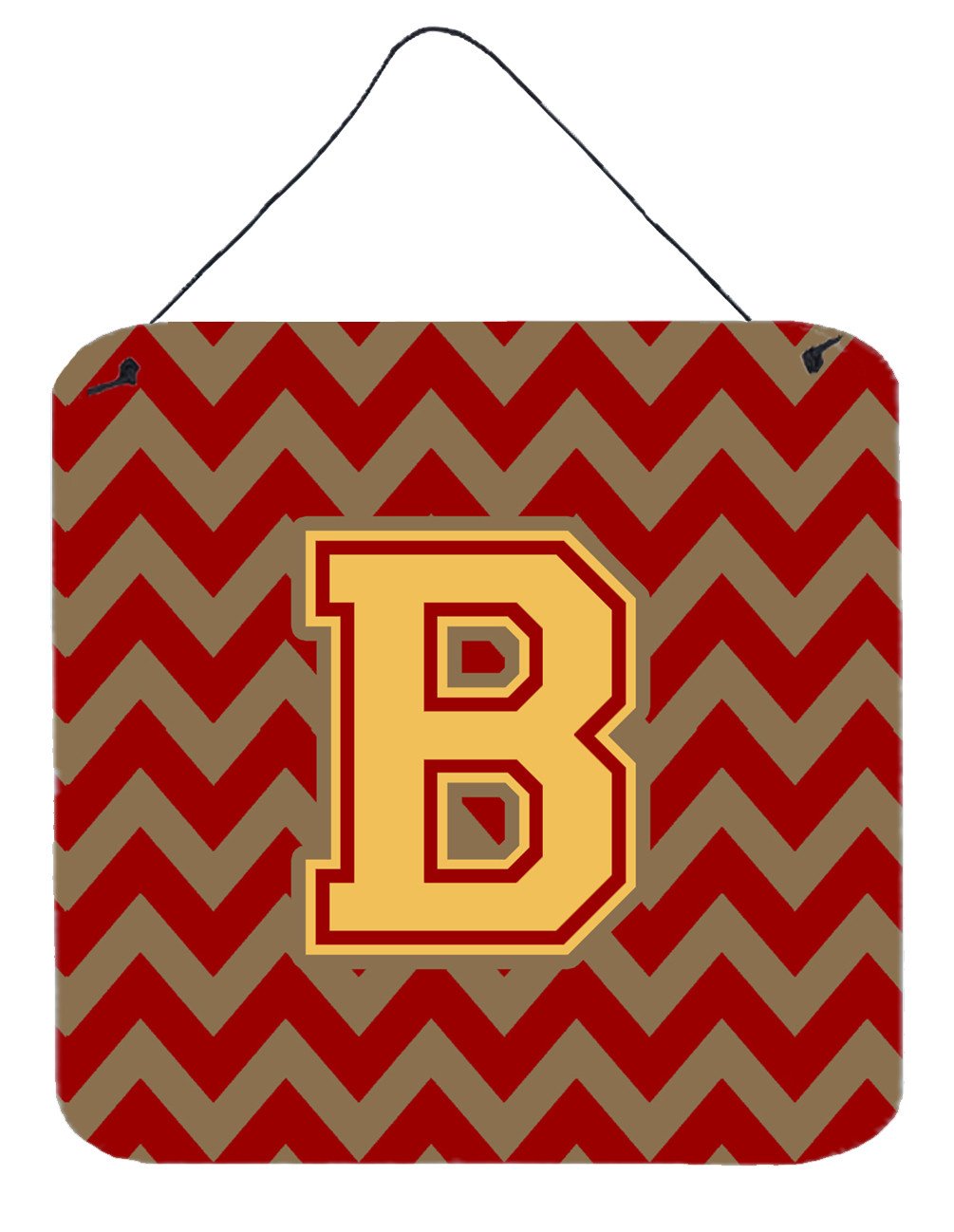 Letter B Chevron Garnet and Gold  Wall or Door Hanging Prints CJ1048-BDS66 by Caroline&#39;s Treasures