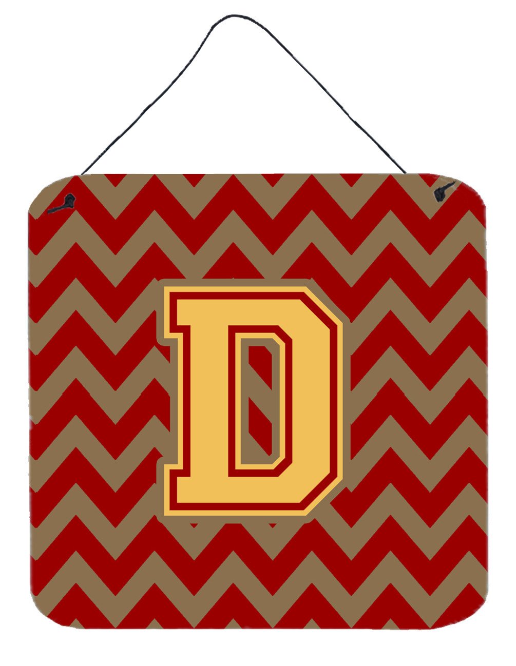 Letter D Chevron Garnet and Gold  Wall or Door Hanging Prints CJ1048-DDS66 by Caroline&#39;s Treasures