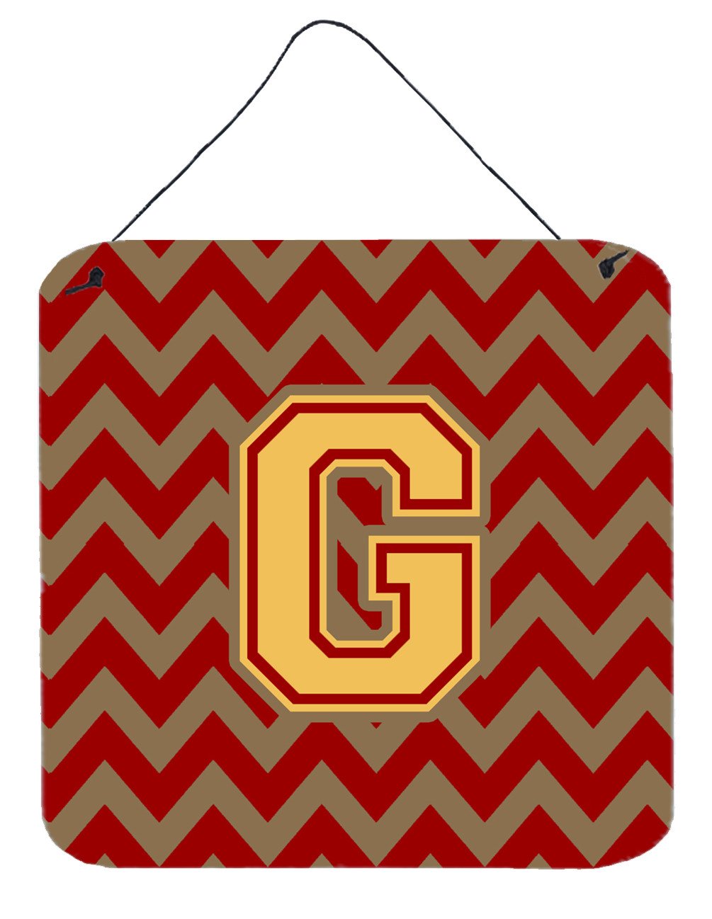 Letter G Chevron Garnet and Gold  Wall or Door Hanging Prints CJ1048-GDS66 by Caroline's Treasures