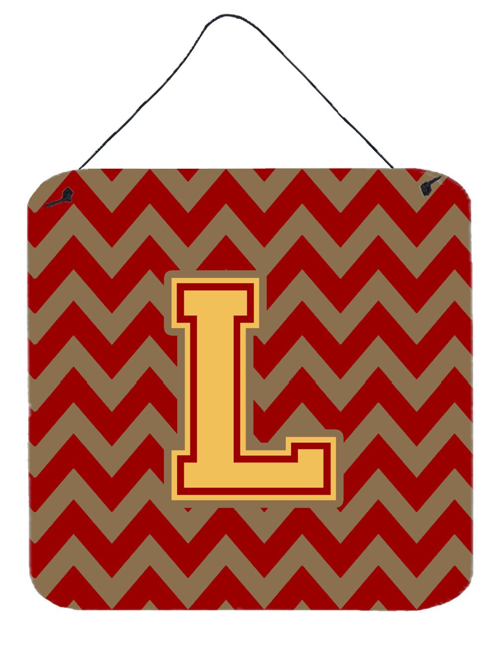 Letter L Chevron Garnet and Gold  Wall or Door Hanging Prints CJ1048-LDS66 by Caroline&#39;s Treasures