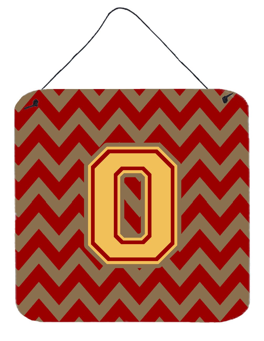Letter O Chevron Garnet and Gold  Wall or Door Hanging Prints CJ1048-ODS66 by Caroline&#39;s Treasures
