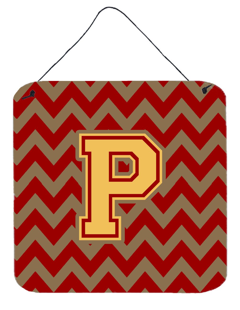 Letter P Chevron Garnet and Gold  Wall or Door Hanging Prints CJ1048-PDS66 by Caroline&#39;s Treasures