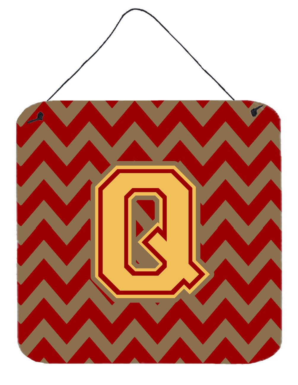 Letter Q Chevron Garnet and Gold  Wall or Door Hanging Prints CJ1048-QDS66 by Caroline&#39;s Treasures
