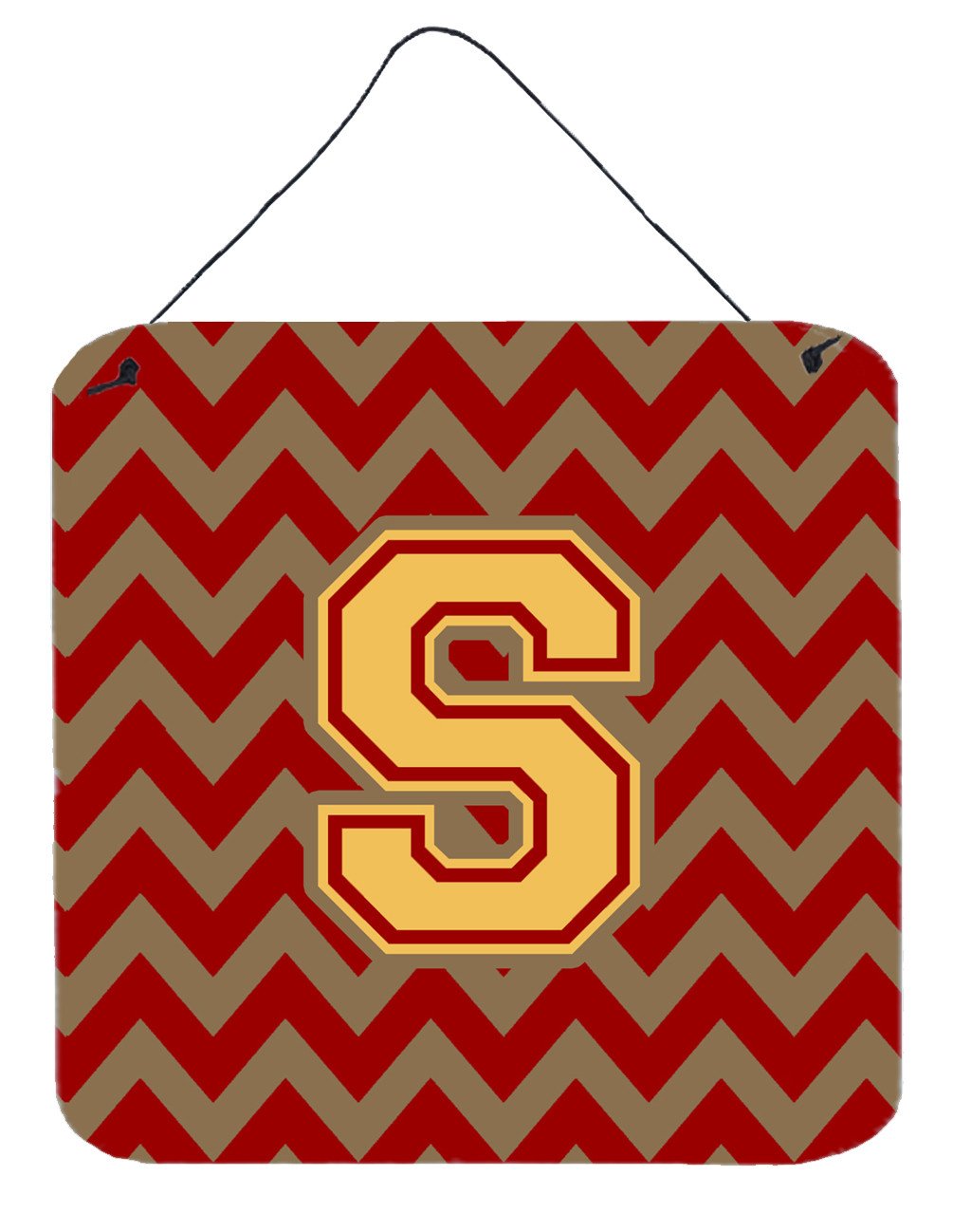Letter S Chevron Garnet and Gold  Wall or Door Hanging Prints CJ1048-SDS66 by Caroline&#39;s Treasures