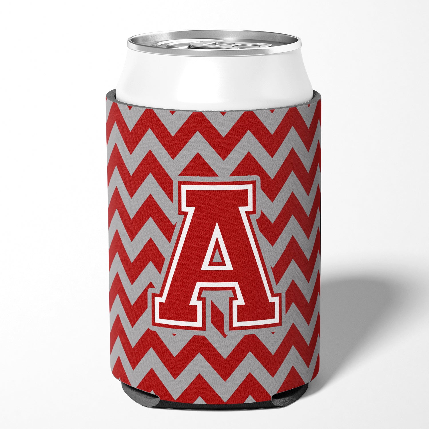 Letter A Chevron Maroon and White Can or Bottle Hugger CJ1049-ACC