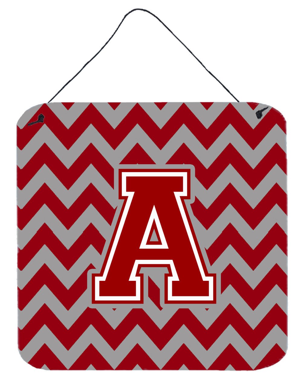 Letter A Chevron Maroon and White Wall or Door Hanging Prints CJ1049-ADS66 by Caroline's Treasures