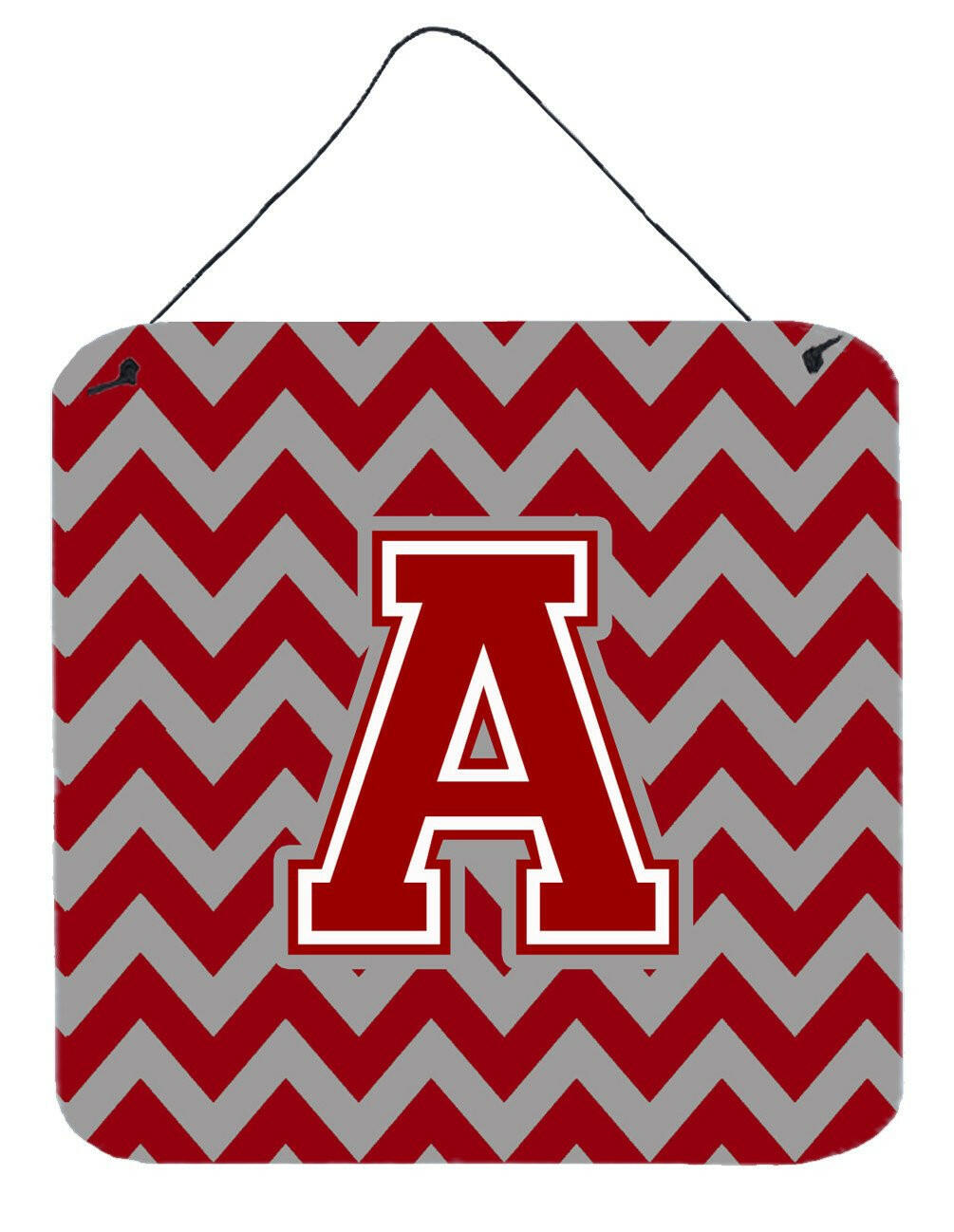 Letter A Chevron Maroon and White Wall or Door Hanging Prints CJ1049-ADS66 by Caroline&#39;s Treasures