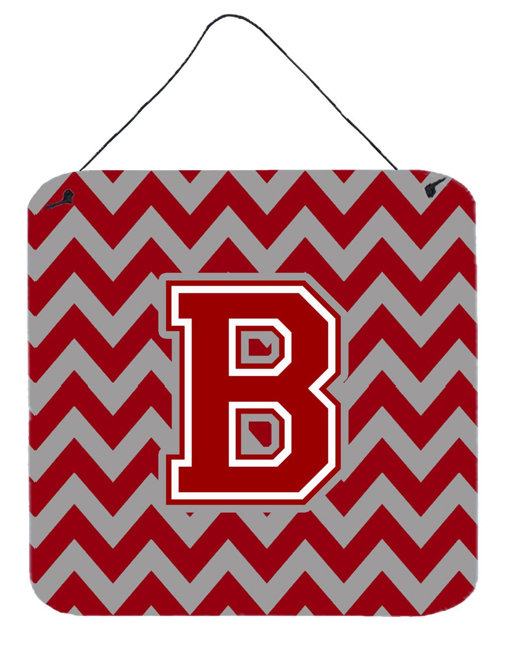 Letter B Chevron Maroon and White Wall or Door Hanging Prints CJ1049-BDS66 by Caroline&#39;s Treasures