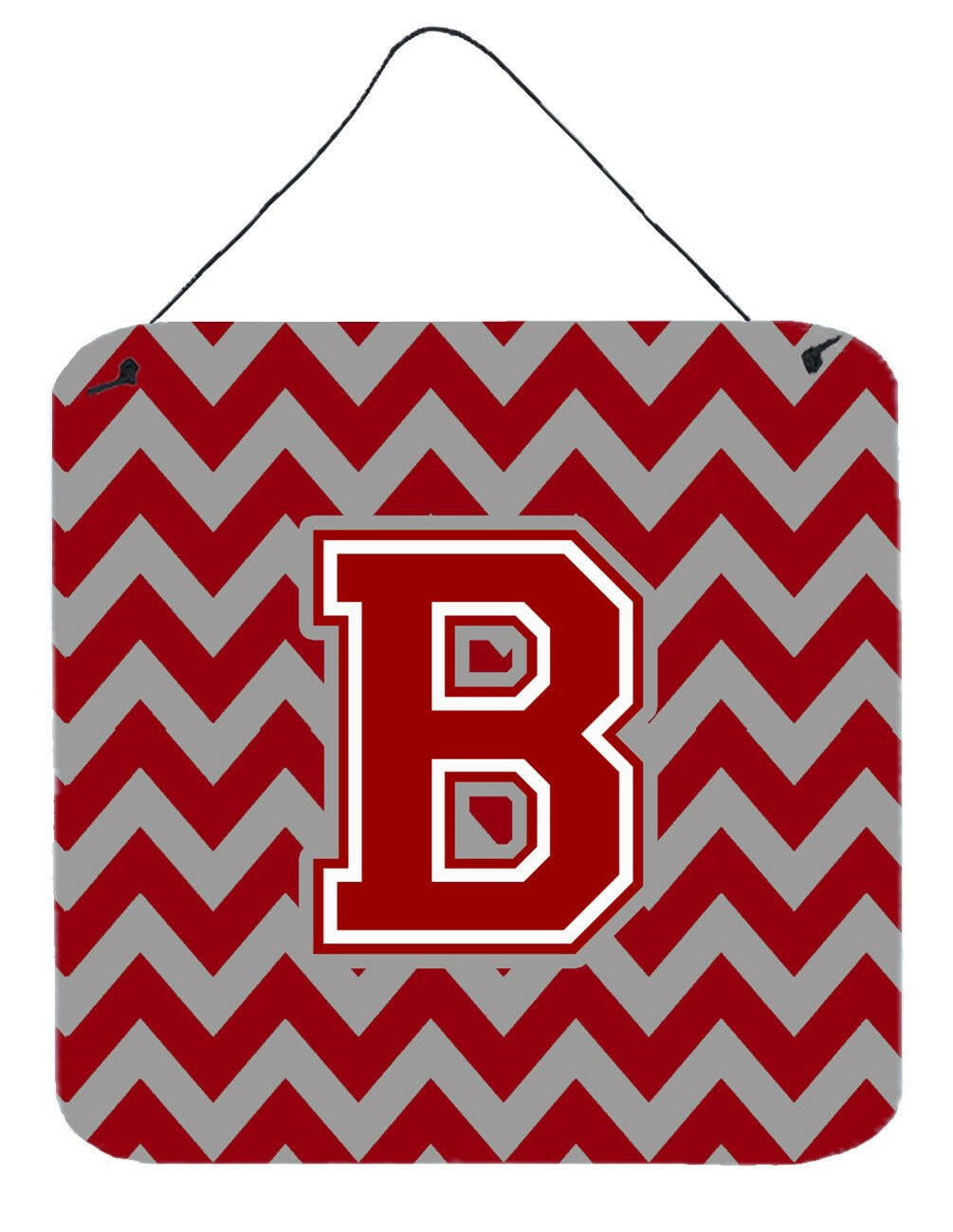 Letter B Chevron Maroon and White Wall or Door Hanging Prints CJ1049-BDS66 by Caroline's Treasures