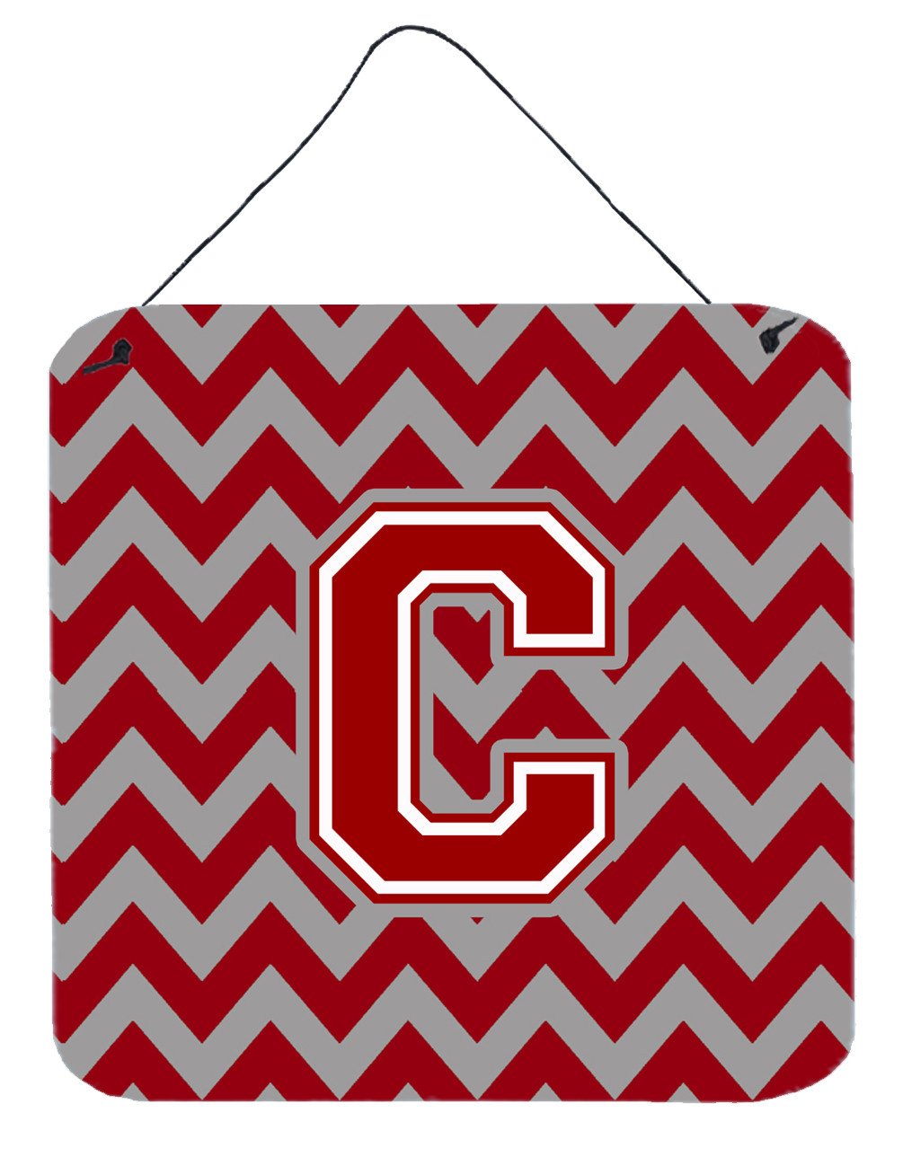 Letter C Chevron Maroon and White Wall or Door Hanging Prints CJ1049-CDS66 by Caroline&#39;s Treasures