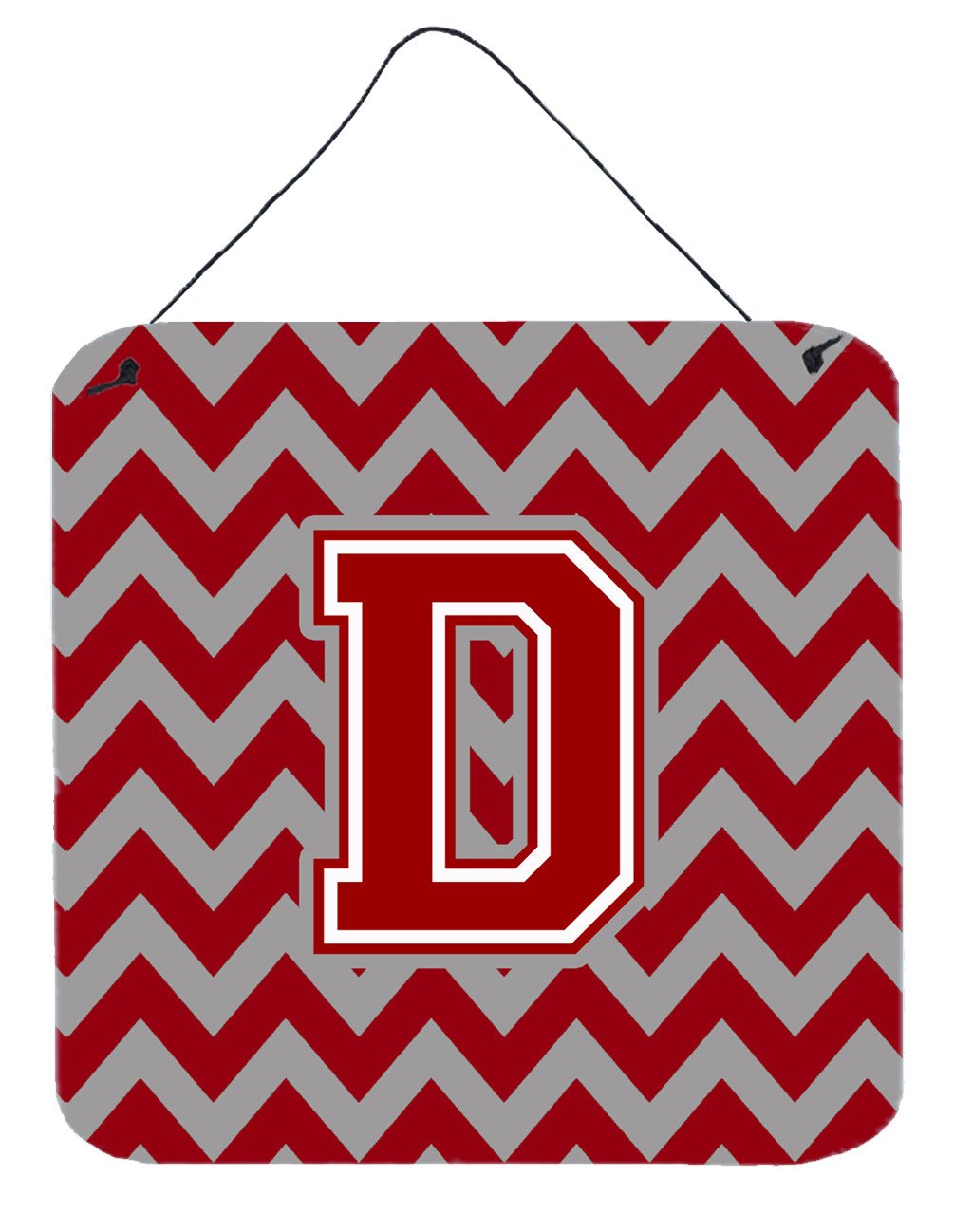 Letter D Chevron Maroon and White Wall or Door Hanging Prints CJ1049-DDS66 by Caroline&#39;s Treasures