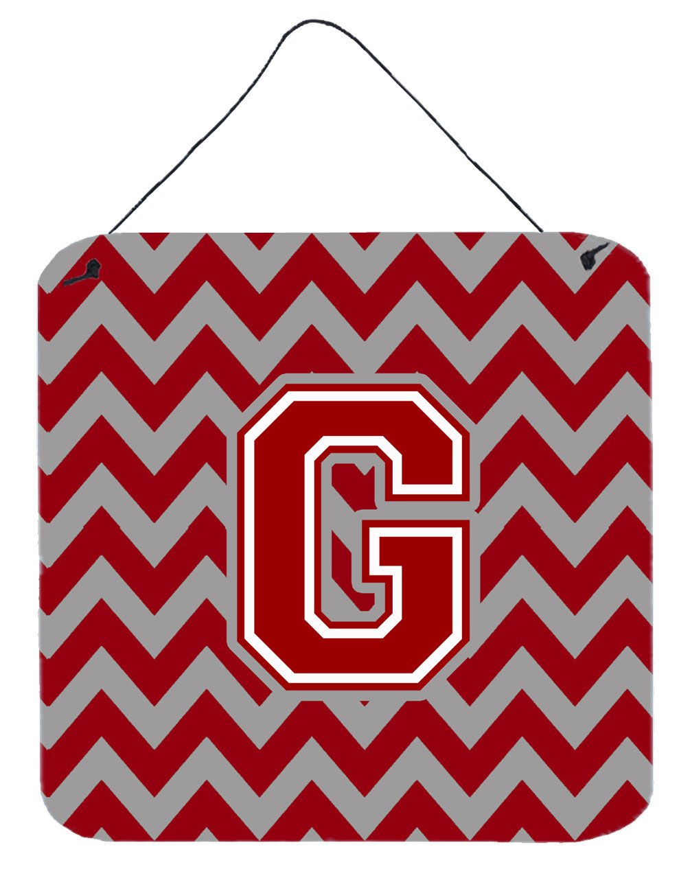 Letter G Chevron Maroon and White Wall or Door Hanging Prints CJ1049-GDS66 by Caroline&#39;s Treasures