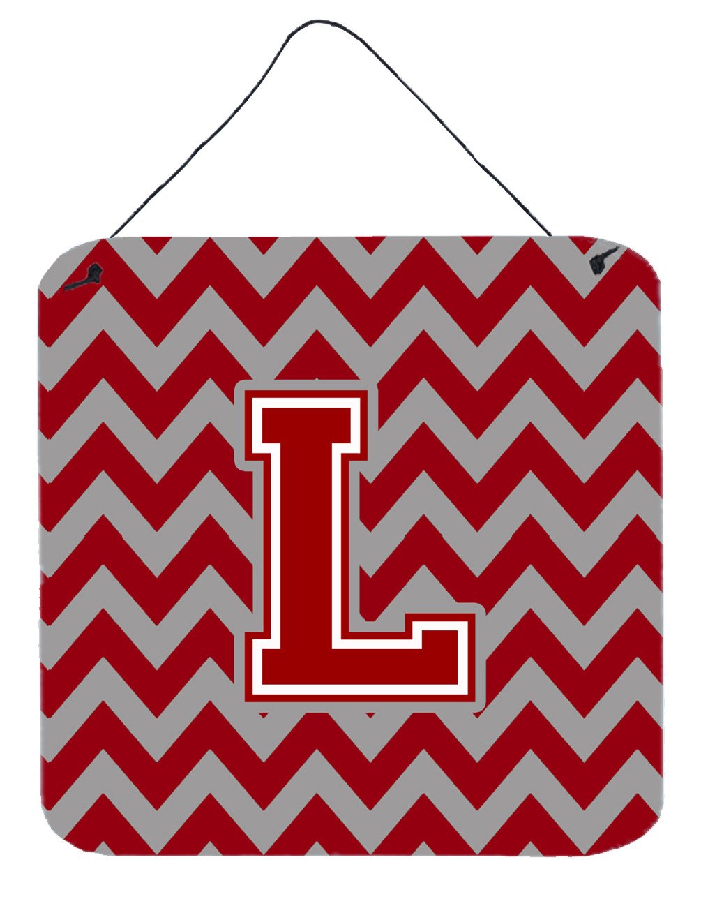 Letter L Chevron Maroon and White Wall or Door Hanging Prints CJ1049-LDS66 by Caroline&#39;s Treasures