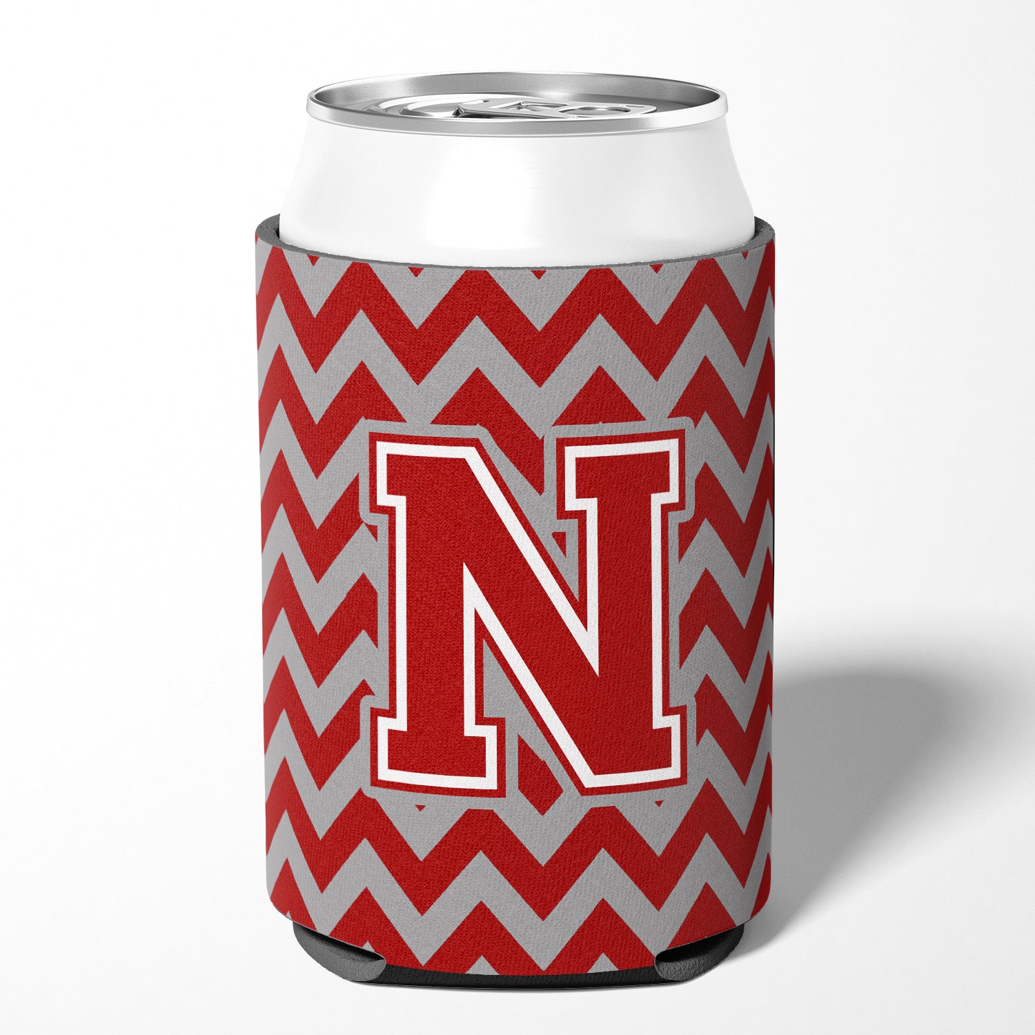 Letter N Chevron Maroon and White Can or Bottle Hugger CJ1049-NCC