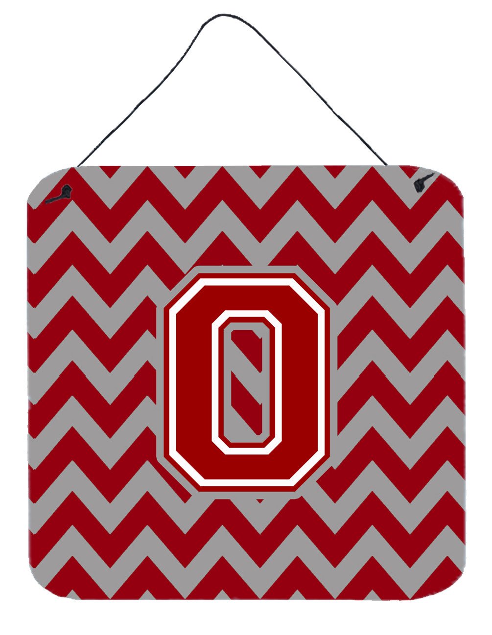 Letter O Chevron Maroon and White Wall or Door Hanging Prints CJ1049-ODS66 by Caroline&#39;s Treasures