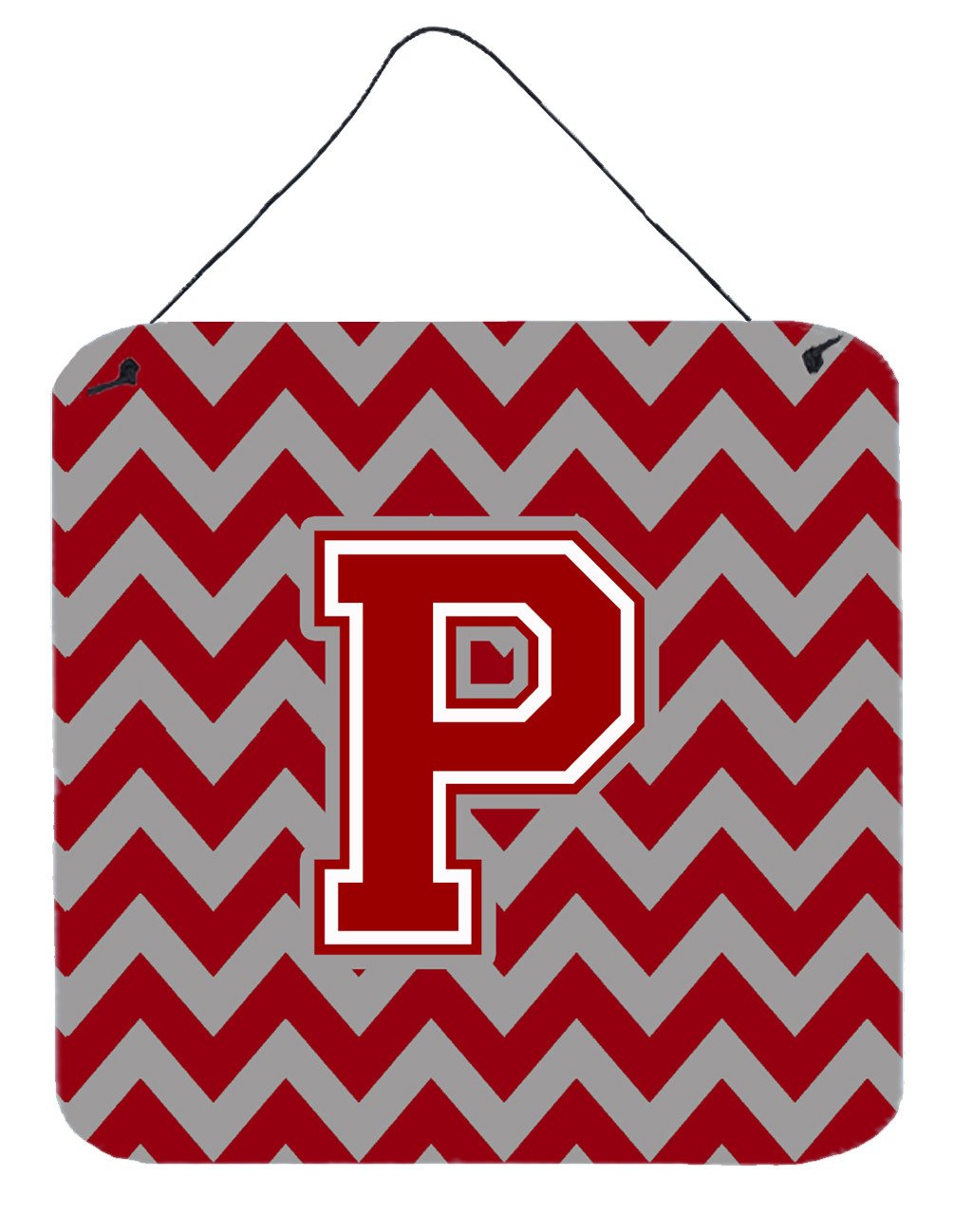Letter P Chevron Maroon and White Wall or Door Hanging Prints CJ1049-PDS66 by Caroline&#39;s Treasures