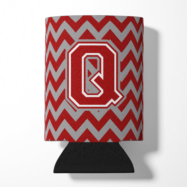 Letter Q Chevron Maroon and White Can or Bottle Hugger CJ1049-QCC.