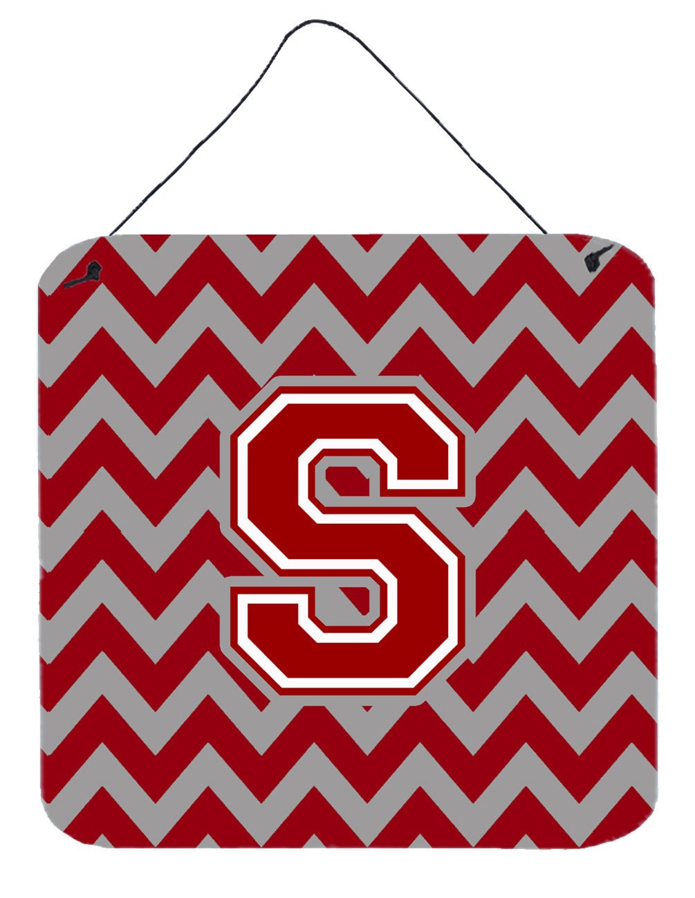 Letter S Chevron Maroon and White Wall or Door Hanging Prints CJ1049-SDS66 by Caroline&#39;s Treasures