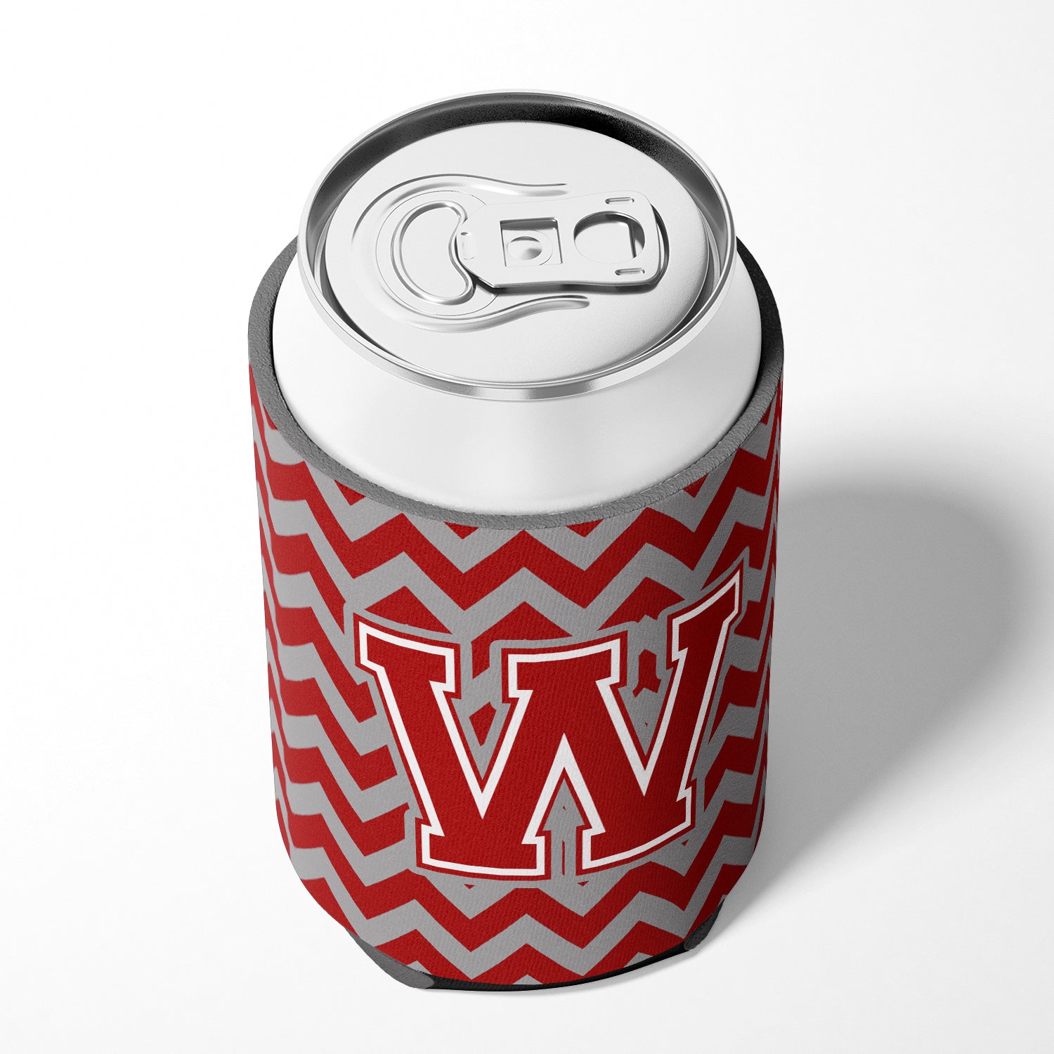 Letter W Chevron Maroon and White Can or Bottle Hugger CJ1049-WCC.