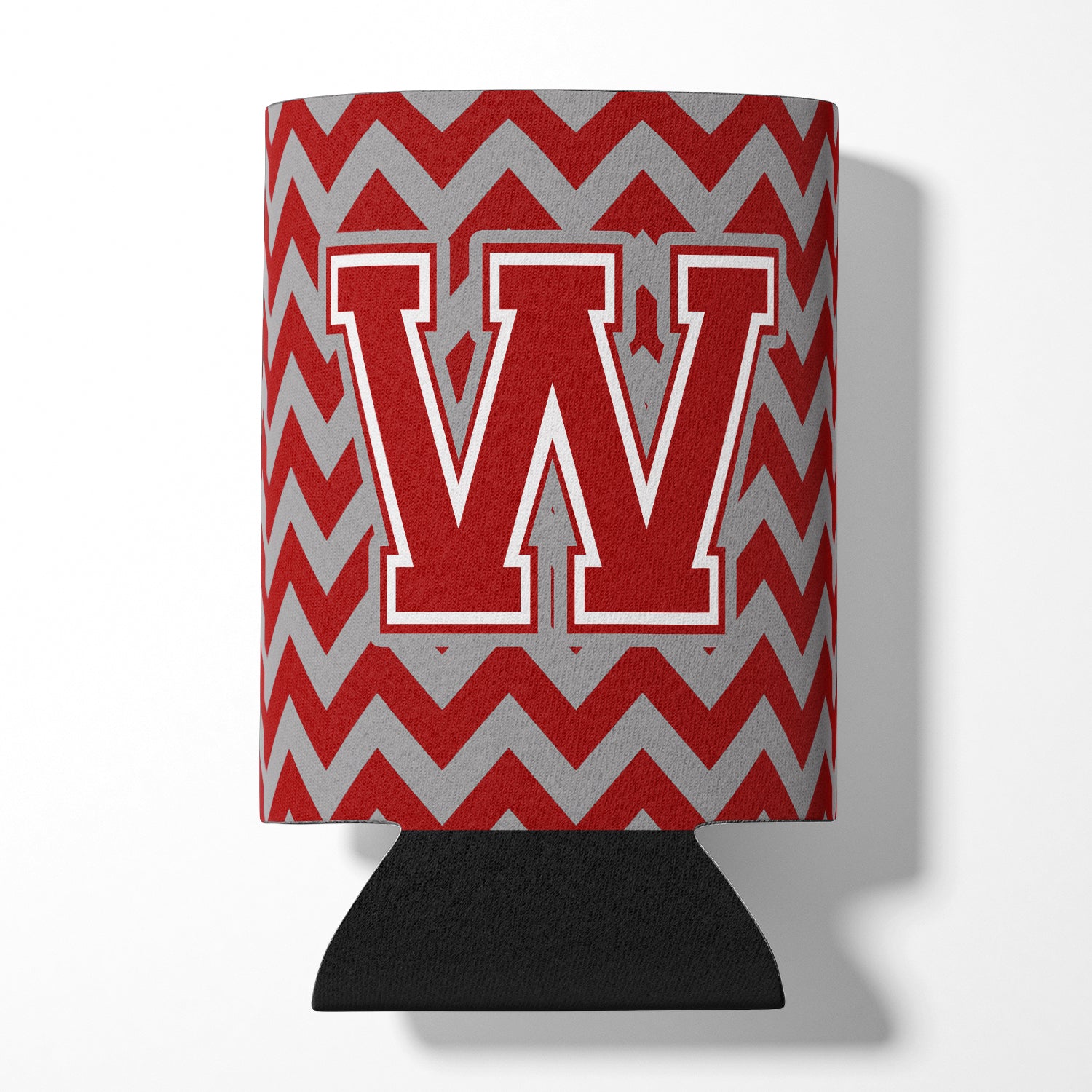 Letter W Chevron Maroon and White Can or Bottle Hugger CJ1049-WCC