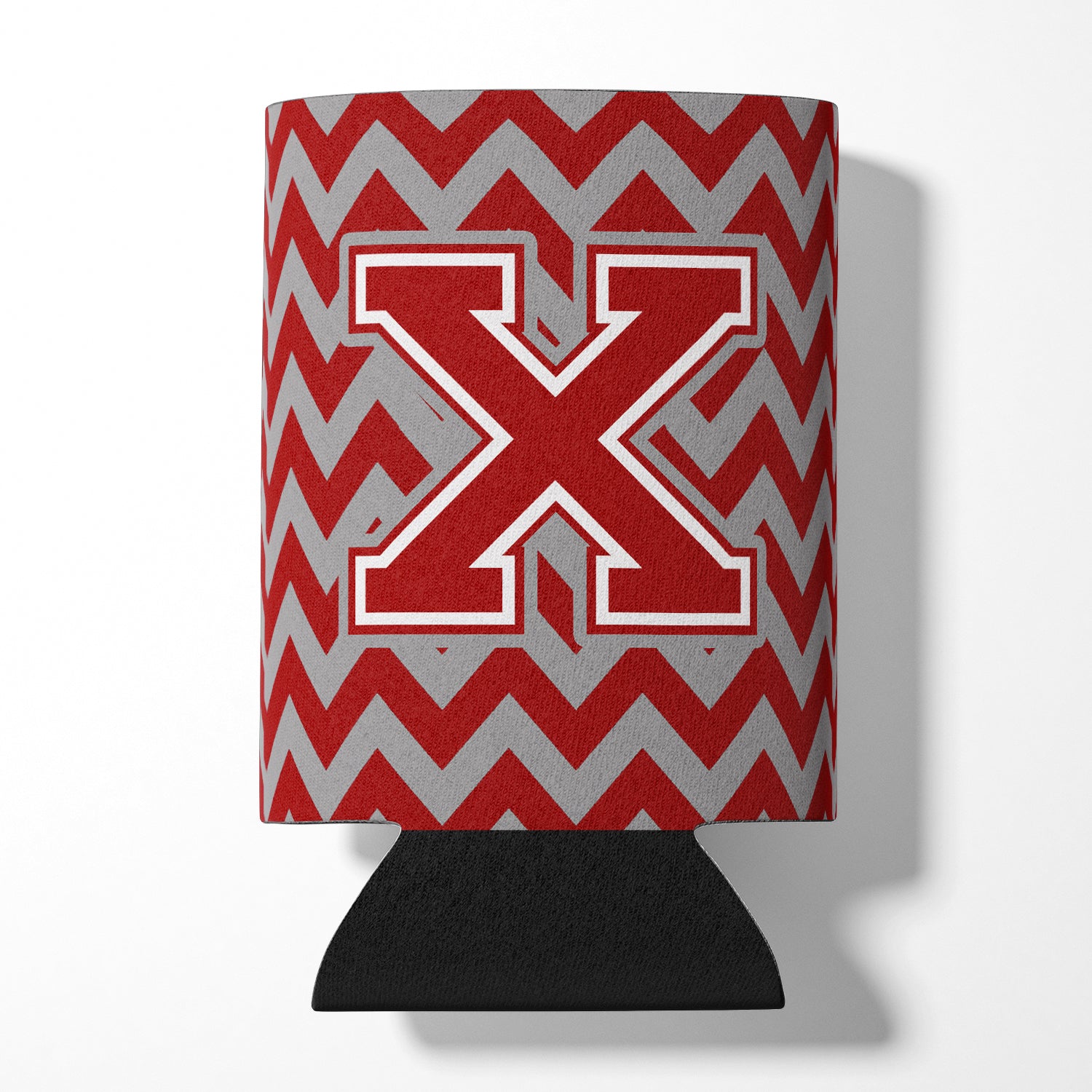 Letter X Chevron Maroon and White Can or Bottle Hugger CJ1049-XCC.