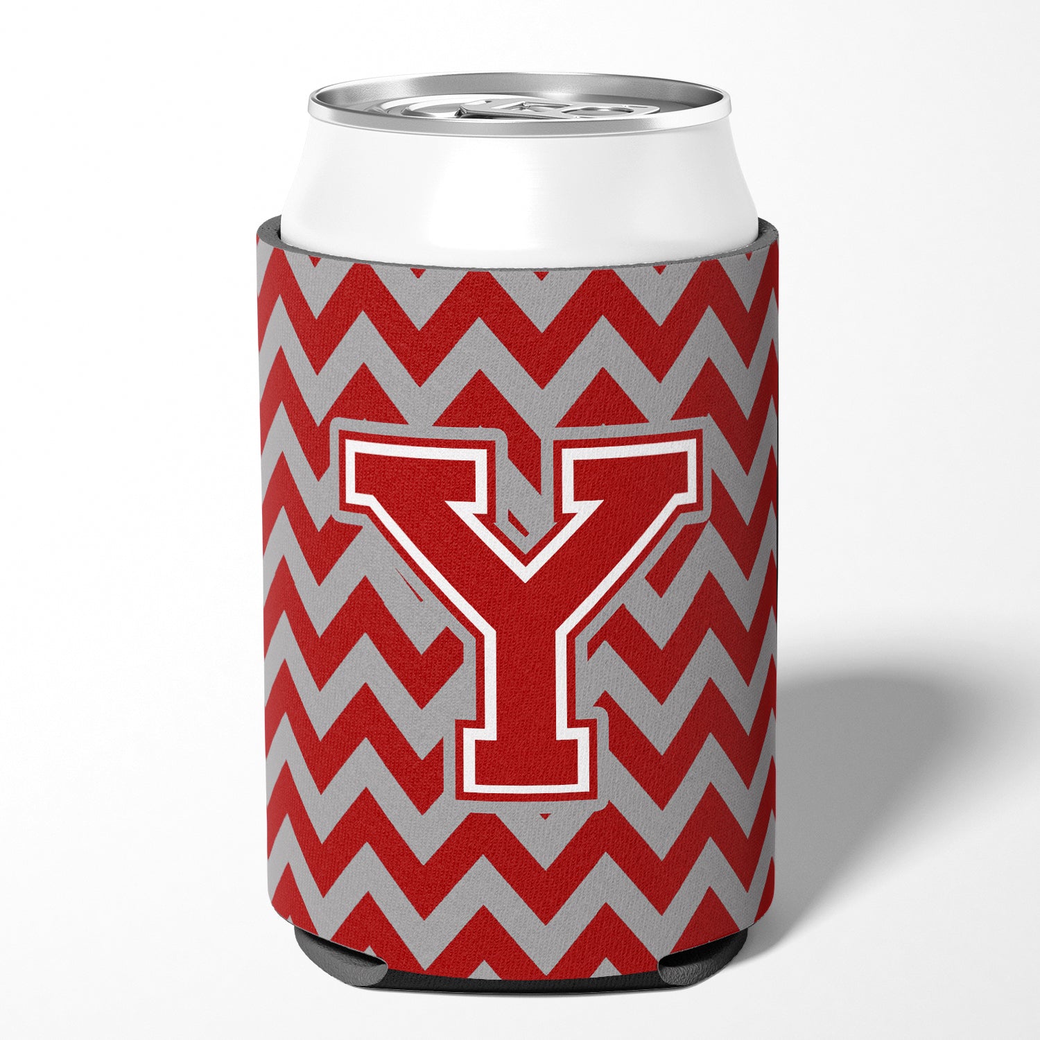 Letter Y Chevron Maroon and White Can or Bottle Hugger CJ1049-YCC