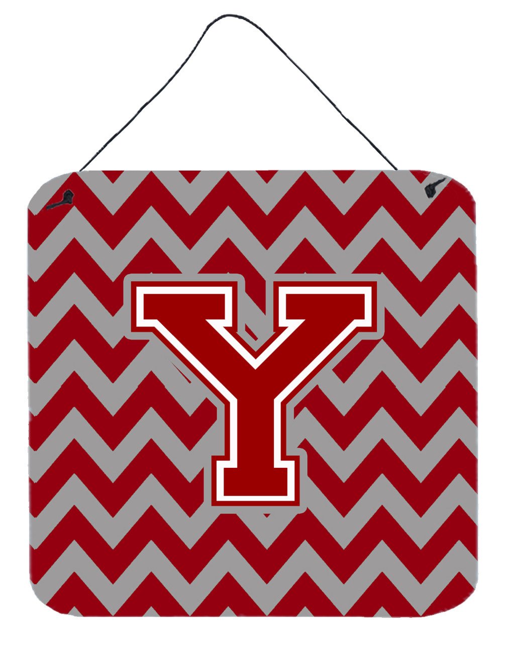 Letter Y Chevron Maroon and White Wall or Door Hanging Prints CJ1049-YDS66 by Caroline&#39;s Treasures