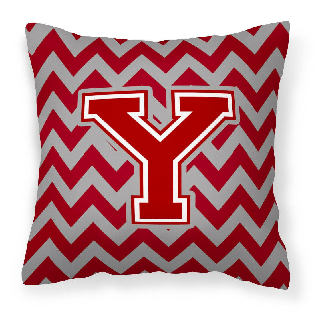 Letter Y Chevron Maroon and White Fabric Decorative Pillow CJ1049-YPW1414 by Caroline&#39;s Treasures