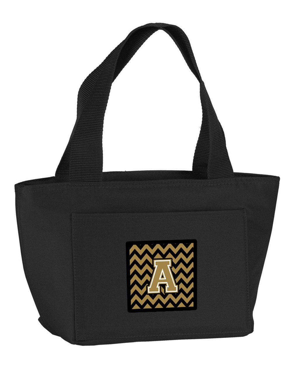 Letter A Chevron Black and Gold  Lunch Bag CJ1050-ABK-8808 by Caroline&#39;s Treasures