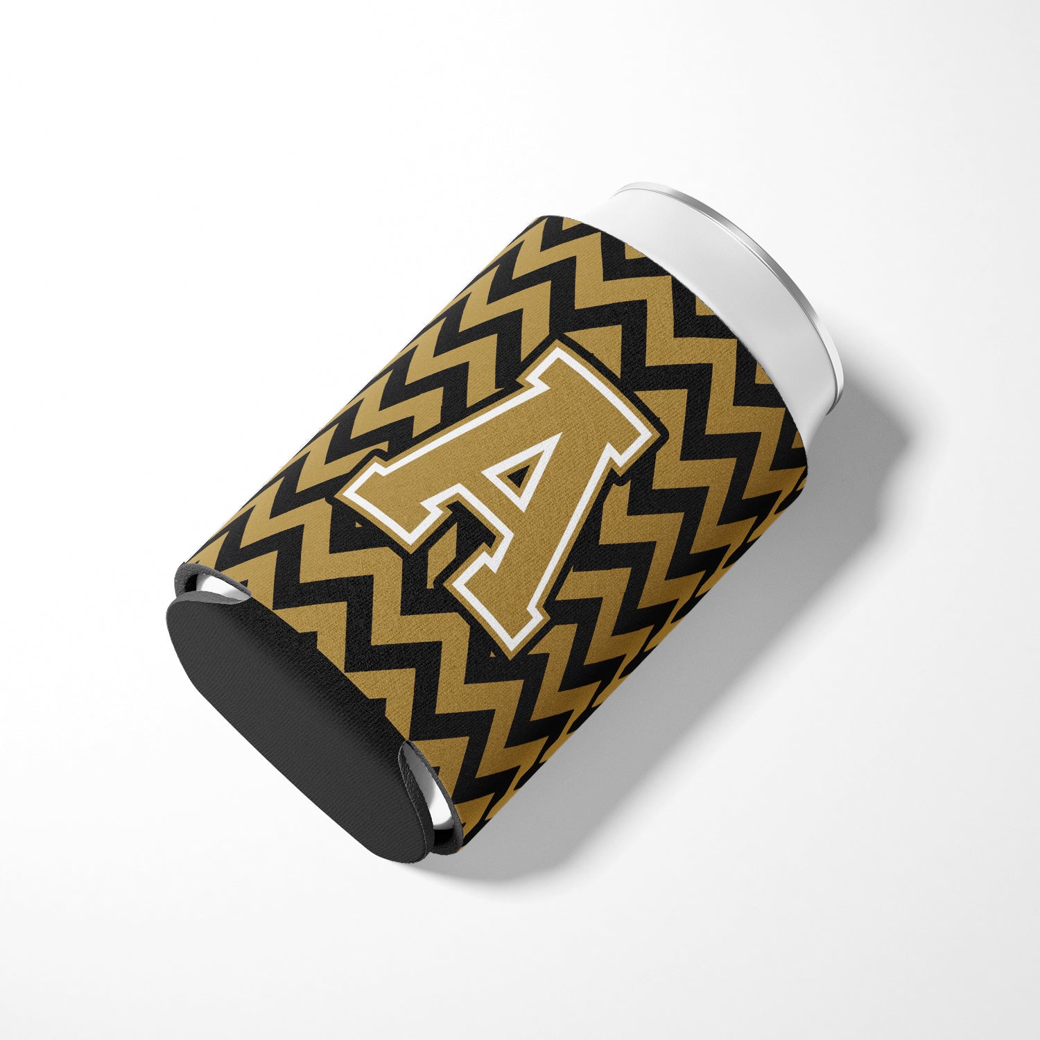 Letter A Chevron Black and Gold  Can or Bottle Hugger CJ1050-ACC.
